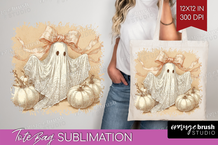 Cute Ghost Tote Bag - Spooky Halloween Tote Bag PNG