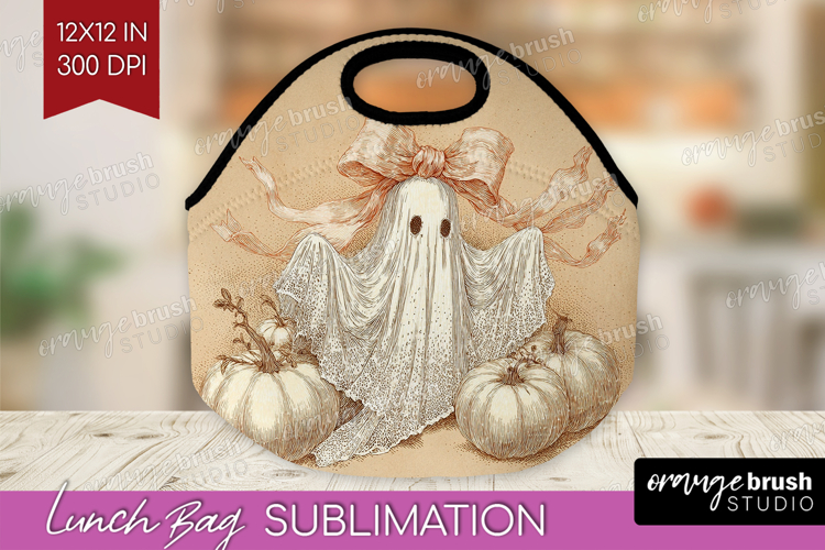 Cute Ghost Lunch Bag - Spooky Halloween Lunch Bug PNG
