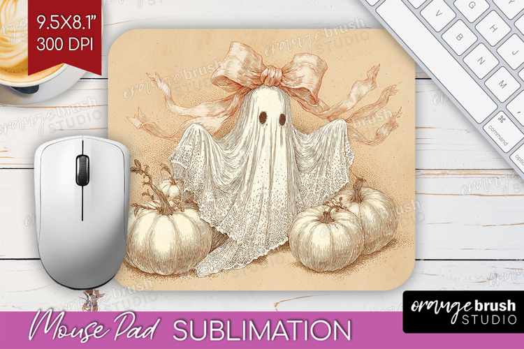 Cute Ghost Mouse Pad Sublimation - Spooky Halloween Mousepad