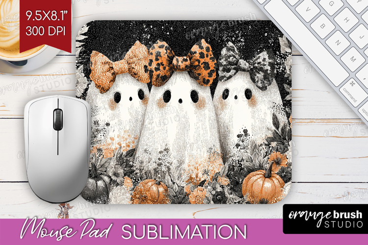 Cute Ghost Mouse Pad Sublimation - Spooky Halloween Mousepad