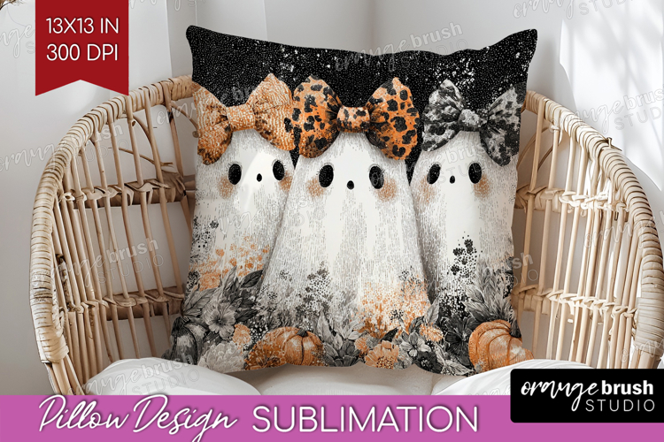 Cute Ghost Pillow Sublimation - Spooky Halloween Pillow PNG