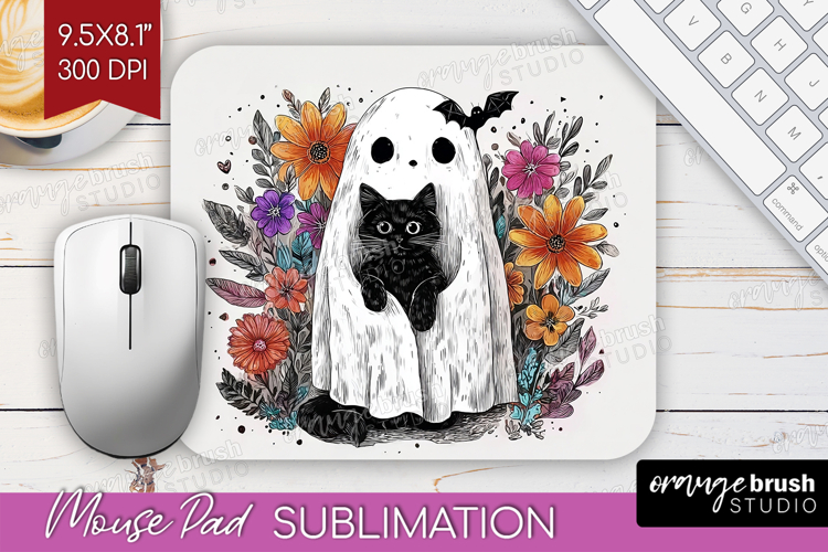 Cute Ghost Mouse Pad Sublimation - Spooky Halloween Mousepad
