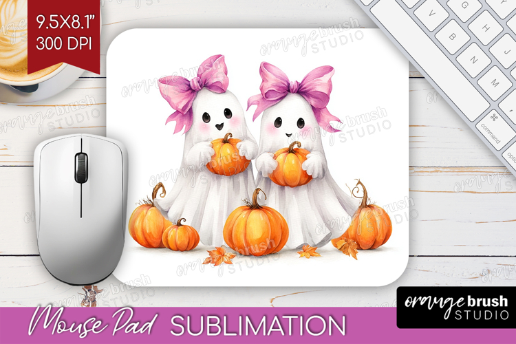 Cute Ghost Mouse Pad Sublimation - Spooky Halloween Mousepad