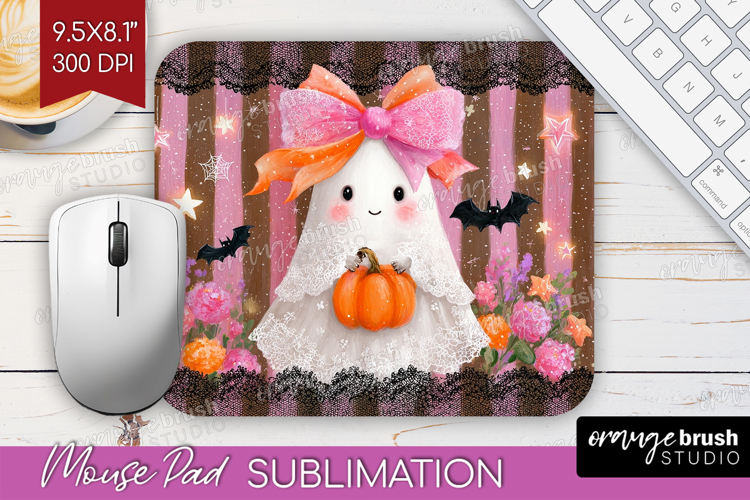 Cute Ghost Mouse Pad Sublimation - Spooky Halloween Mousepad