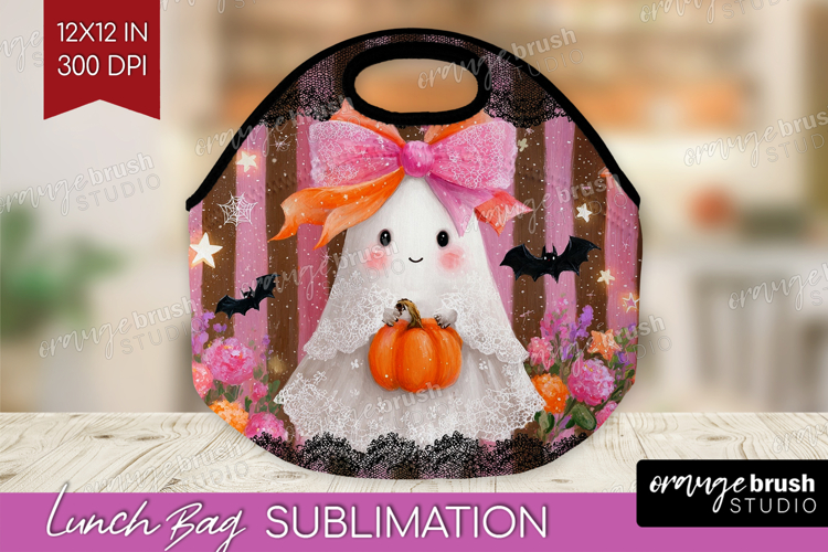 Cute Ghost Lunch Bag - Spooky Halloween Lunch Bug PNG