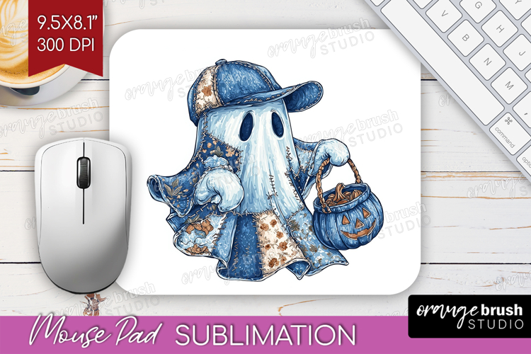 Cute Ghost Mouse Pad Sublimation - Spooky Halloween Mousepad
