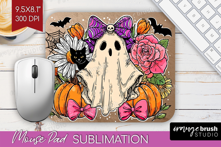 Cute Ghost Mouse Pad Sublimation - Spooky Halloween Mousepad