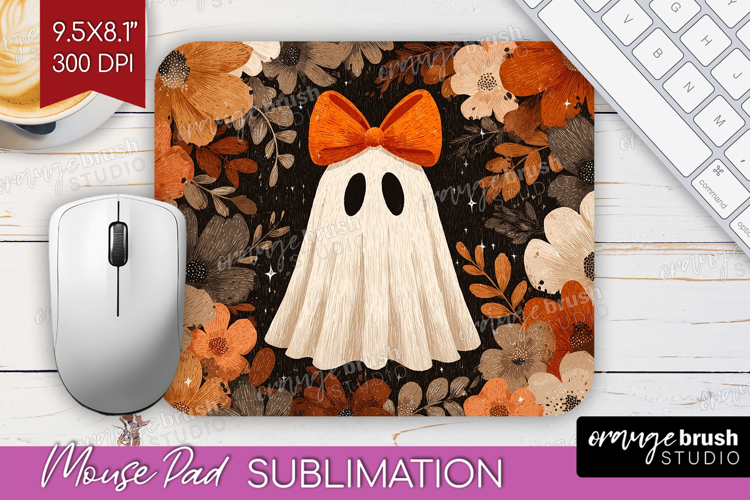 Cute Ghost Mouse Pad Sublimation - Spooky Halloween Mousepad