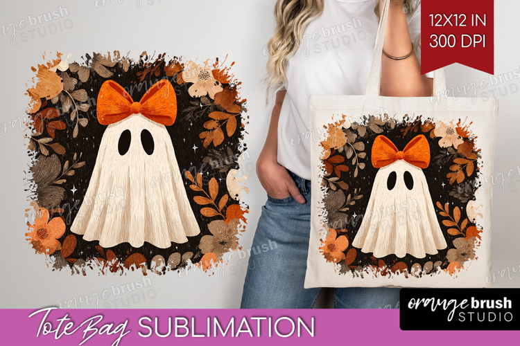 Cute Ghost Tote Bag - Spooky Halloween Tote Bag PNG