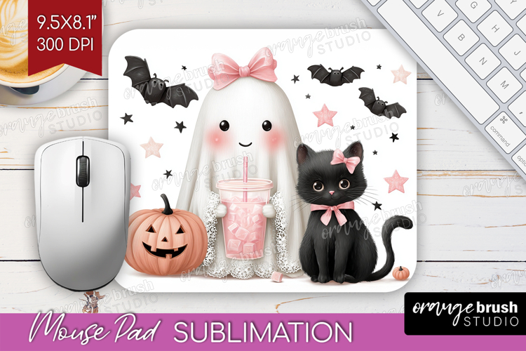 Cute Ghost Mouse Pad Sublimation - Spooky Halloween Mousepad