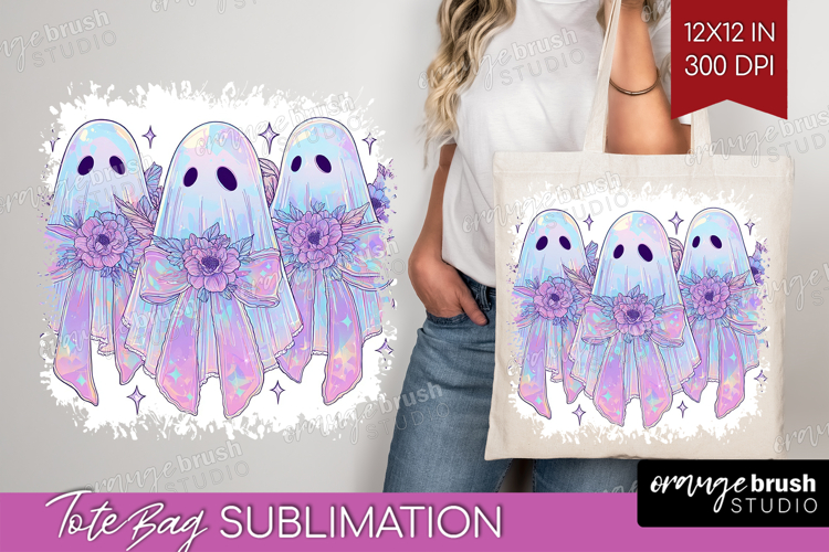 Cute Ghost Tote Bag - Spooky Halloween Tote Bag PNG