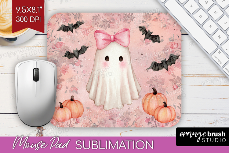 Cute Ghost Mouse Pad Sublimation - Spooky Halloween Mousepad
