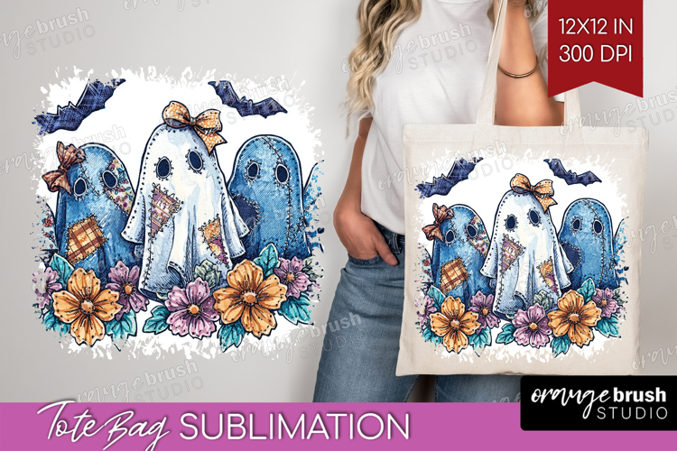 Cute Ghost Tote Bag - Spooky Halloween Tote Bag PNG