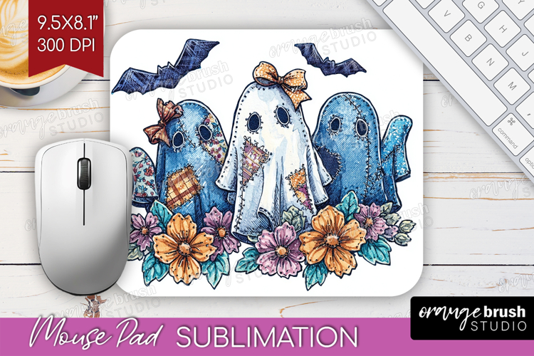 Cute Ghost Mouse Pad Sublimation - Spooky Halloween Mousepad