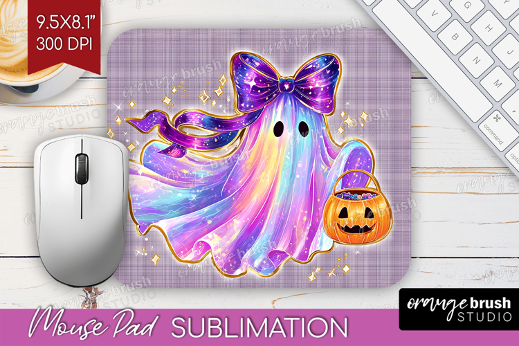 Cute Ghost Mouse Pad Sublimation - Spooky Halloween Mousepad