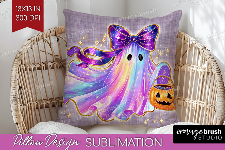 Cute Ghost Pillow Sublimation - Spooky Halloween Pillow PNG