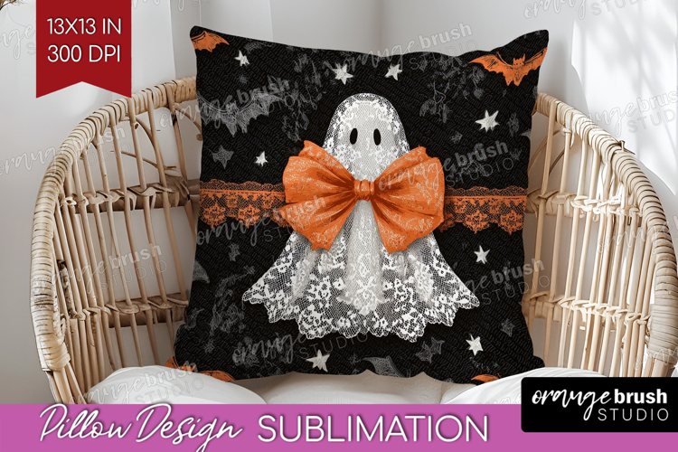 Cute Ghost Pillow Sublimation - Spooky Halloween Pillow PNG