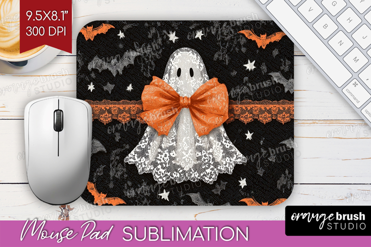 Cute Ghost Mouse Pad Sublimation - Spooky Halloween Mousepad