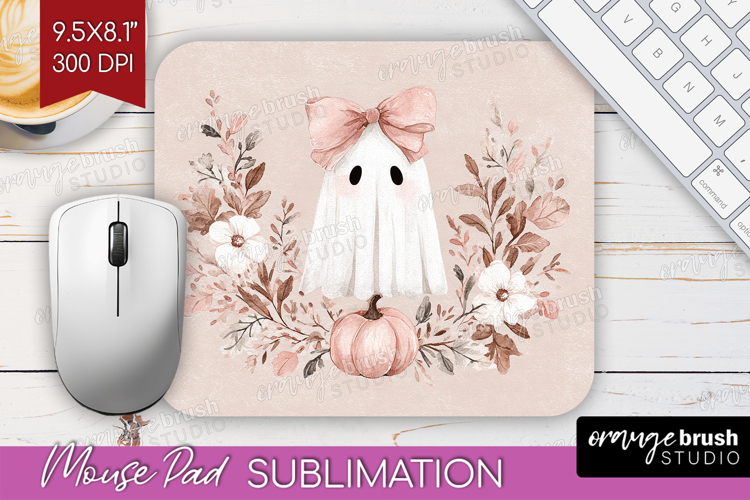 Cute Ghost Mouse Pad Sublimation - Spooky Halloween Mousepad