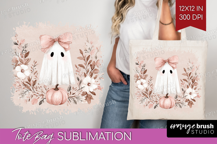 Cute Ghost Tote Bag - Spooky Halloween Tote Bag PNG