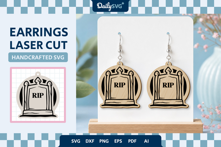 Halloween Tombstone Earrings Laser Cut SVG