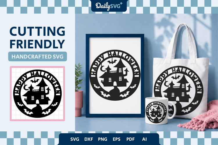 Happy Halloween Round SVG Spooky Holiday Cut File