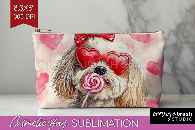 Havanese Valentine Cosmetic Bag Valentines Day Makeup Bag