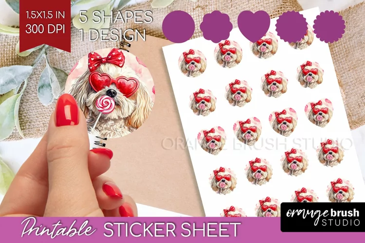 Havanese Valentine Round Sticker Valentines Day Printable