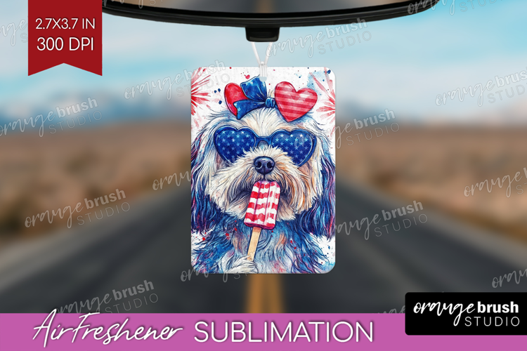 Havanese Dog Air Freshener PNG 4th Of July PNG Sublimation