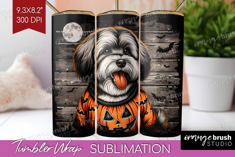 Havanese Dog Tumbler Wrap Halloween Tumbler PNG Sublimation