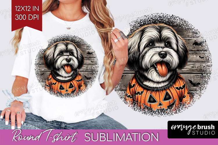 Havanese Dog Round Tshirt Background Halloween PNG