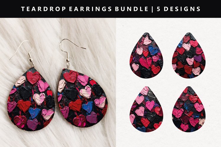 Puff Heart Teardrop Earring Sublimation PNG Design