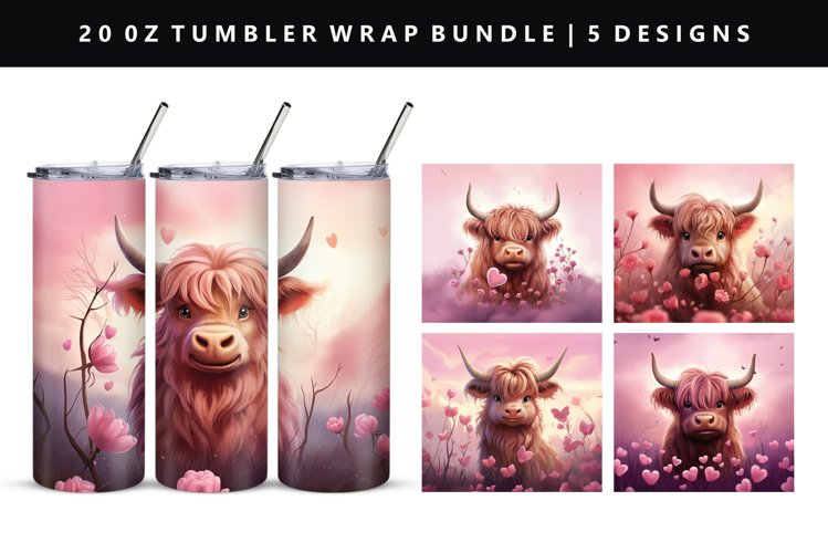 Highland Cow 20oz Tumbler Wrap | Sublimation PNG (3216719)