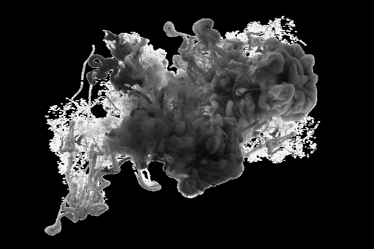 Ink black color smoke blot on Png transparent