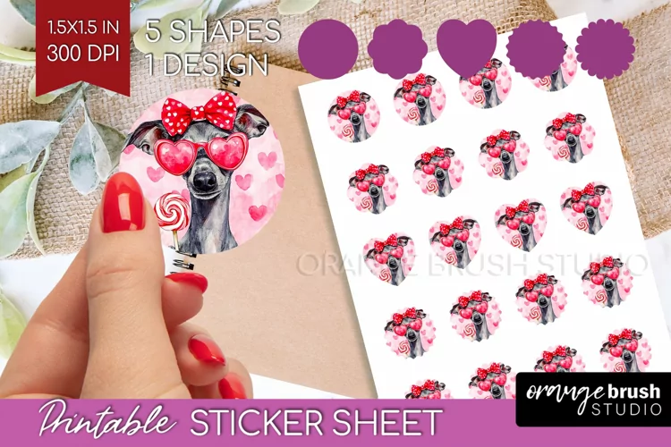 Italian Greyhound Valentine Round Sticker Valentines Day