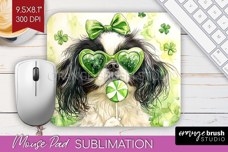Japanese Chin St. Patricks Day Dog Mouse Pad Sublimation Dog