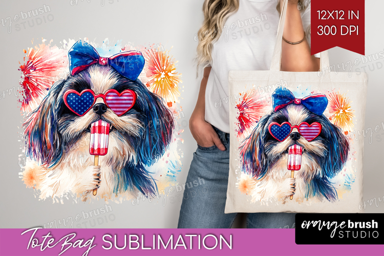 Japanese Chin Dog Tote Bag 4th Of July Tote Bag PNG