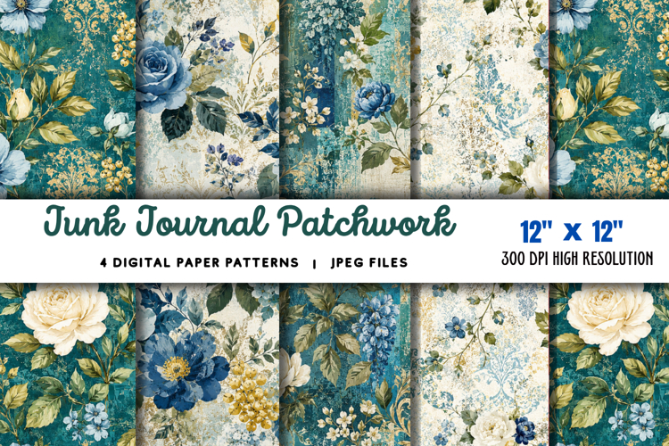 Junk Journal Patchwork Backgrounds JPG