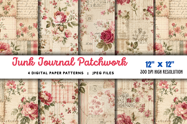 Junk Journal Patchwork Papers JPG