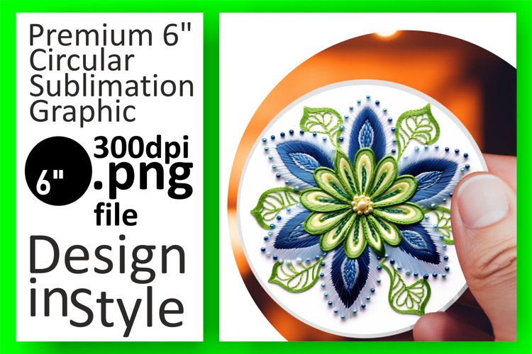 Embroidered Flower Round Keychain Design example image 1