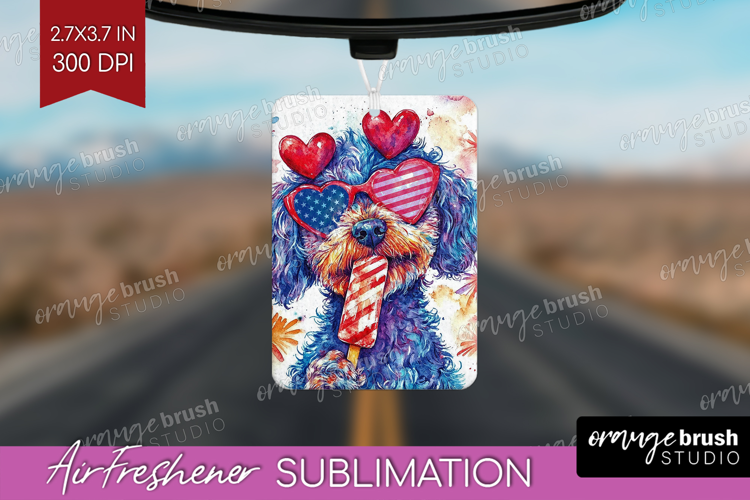 Labradoodle Dog Air Freshener PNG 4th Of July PNG