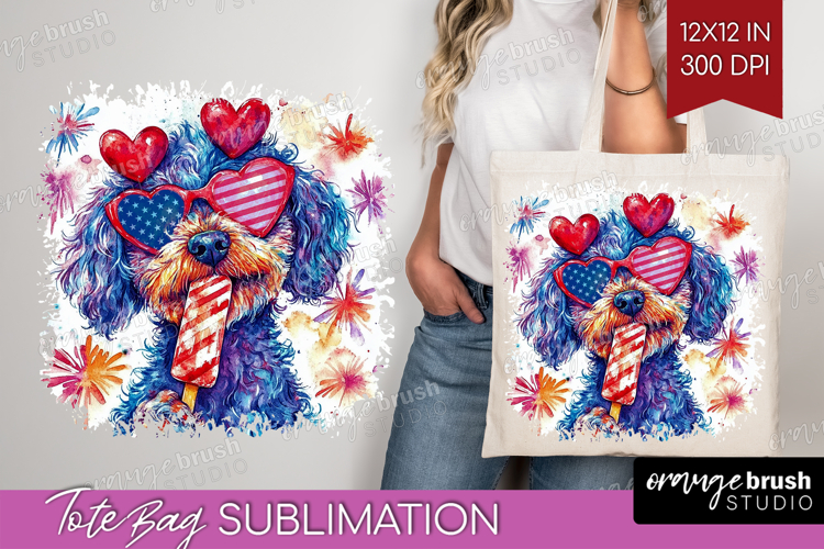 Labradoodle Dog Tote Bag 4th Of July Tote Bag PNG