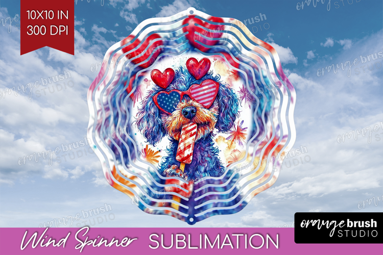 Labradoodle Dog Wind Spinner Sublimation PNG 4th Of July