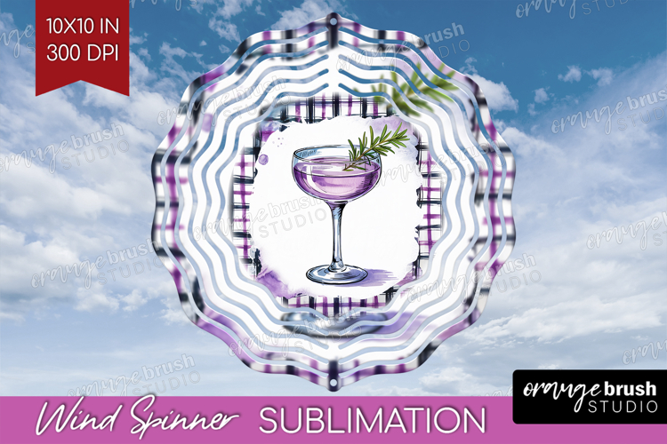 Lavender Fizz Cocktail Wind Spinner Sublimation PNG Summer example image 1