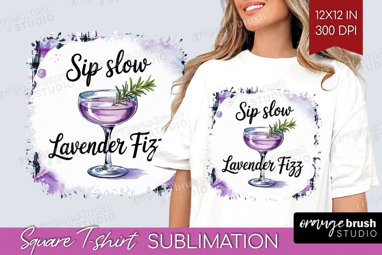 Lavender Fizz Cocktail Square Tshirt Background Summer Drink