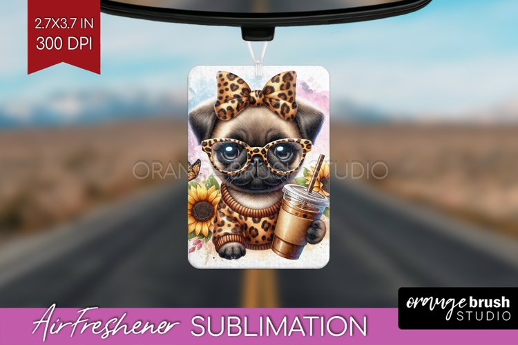 Cute Dog Air Freshener PNG - Leopard Bow PNG Sublimation