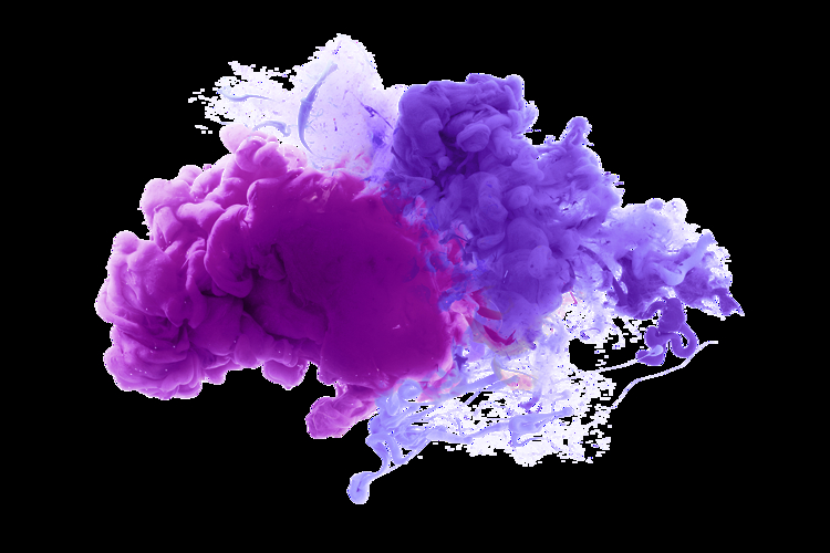 Ink violet color smoke blot on Png transparent Abstract