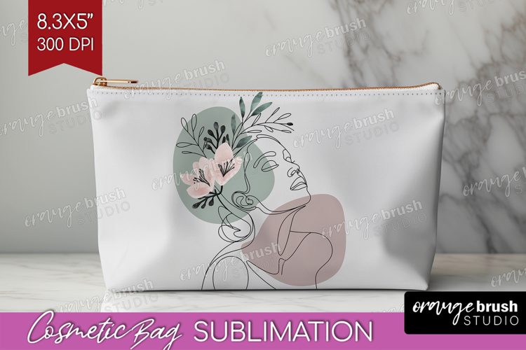 Line Art Woman Cosmetic Bag - Minimalist Makeup Bag PNG