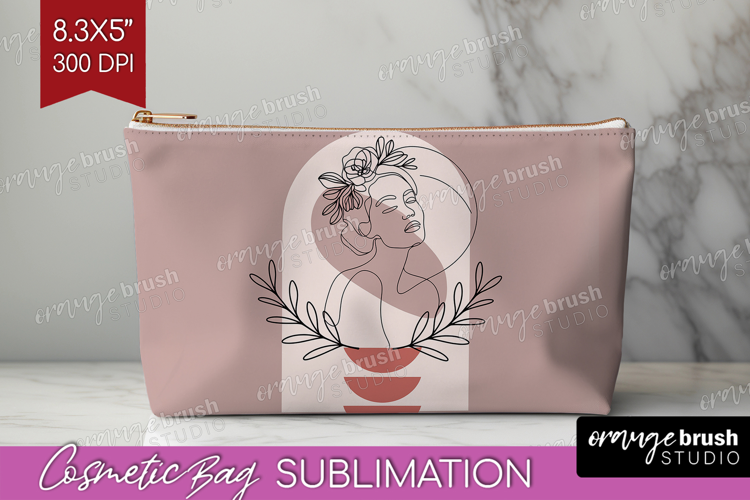 Line Art Woman Cosmetic Bag - Minimalist Makeup Bag PNG