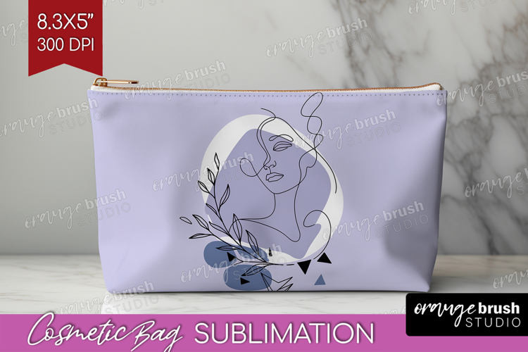 Line Art Woman Cosmetic Bag - Minimalist Makeup Bag PNG
